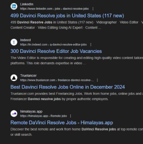 Davinci Resolve internship jobs in Dunedin