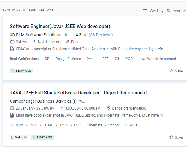 Java J2EE internship jobs in Nelson